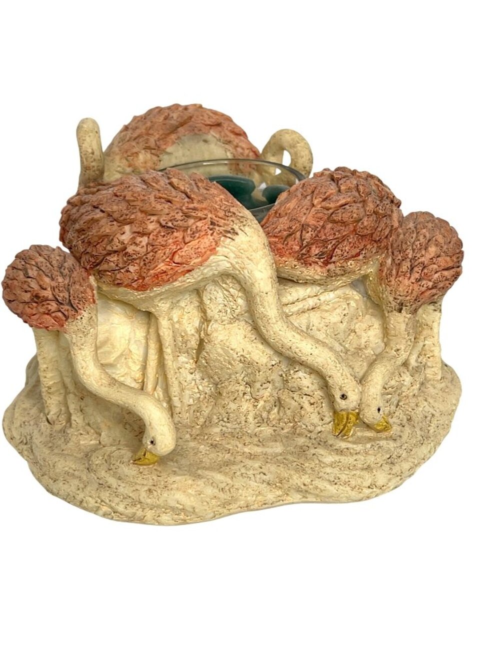 Vintage Votive Candle Holder Pink Flamingo Circle True Friends Resin Friendship